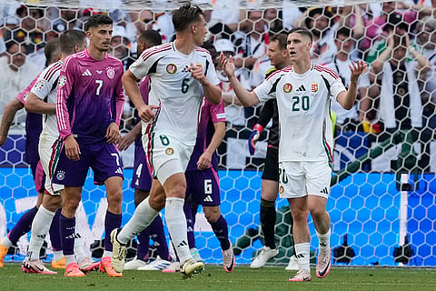 Roland Sallai reacts after referee disallowed his side's first goal